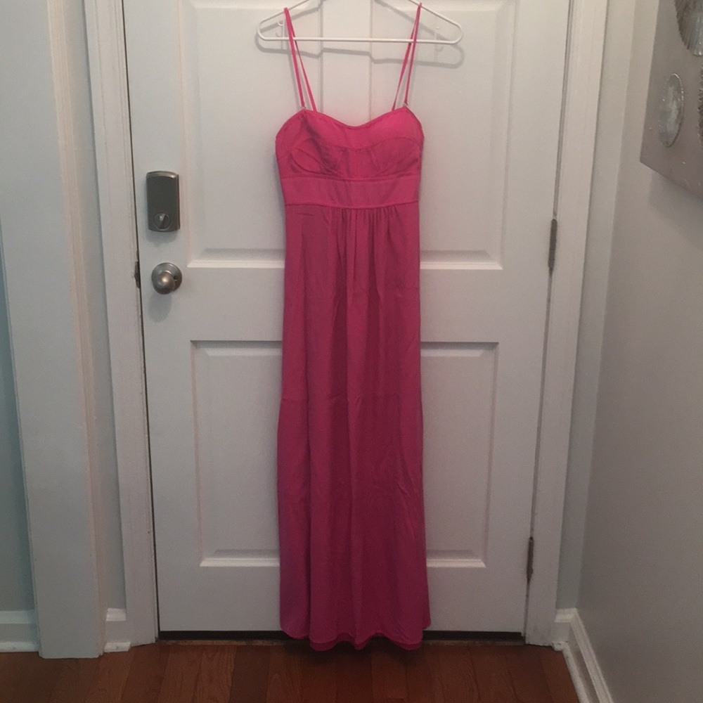 Aryn K hot pink maxi convertible to strapless